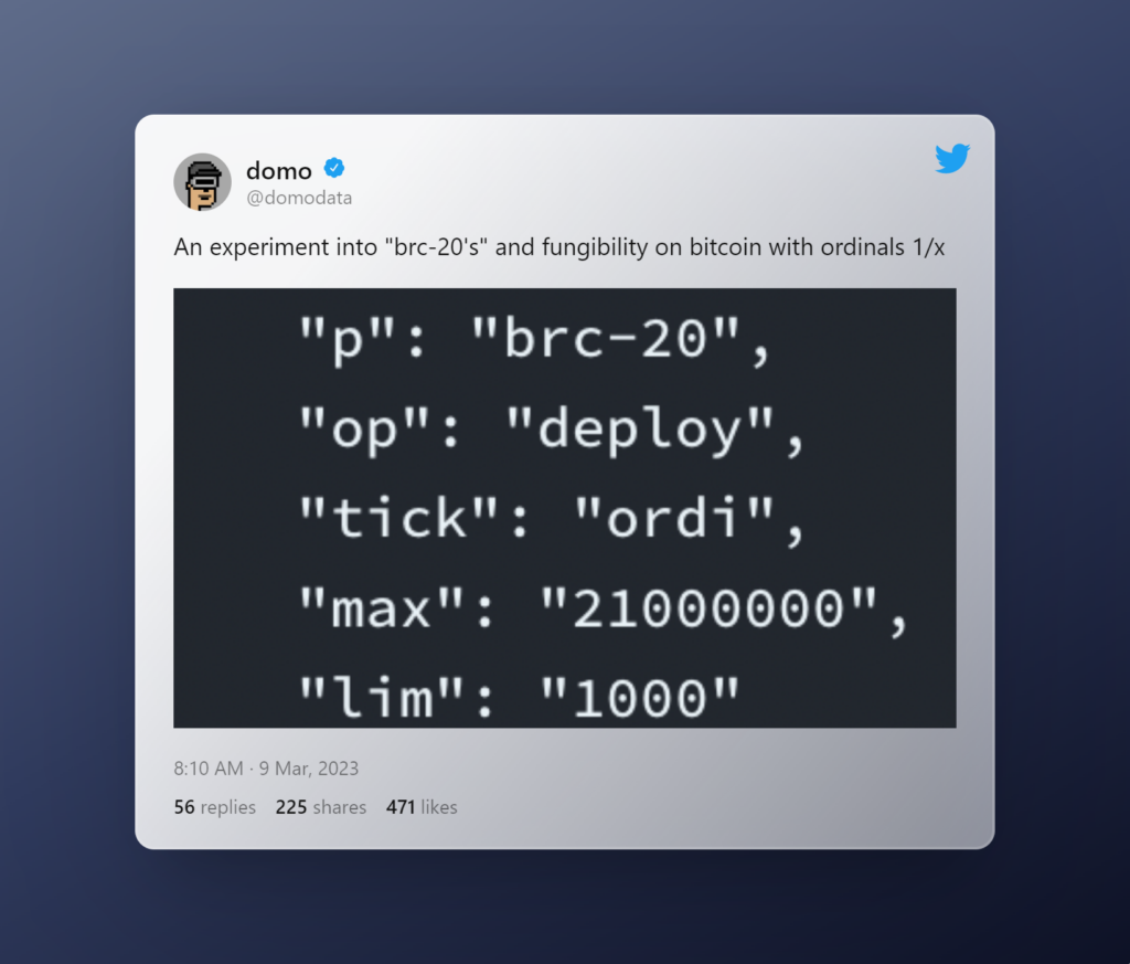 Launch of BRC-20 Tokens