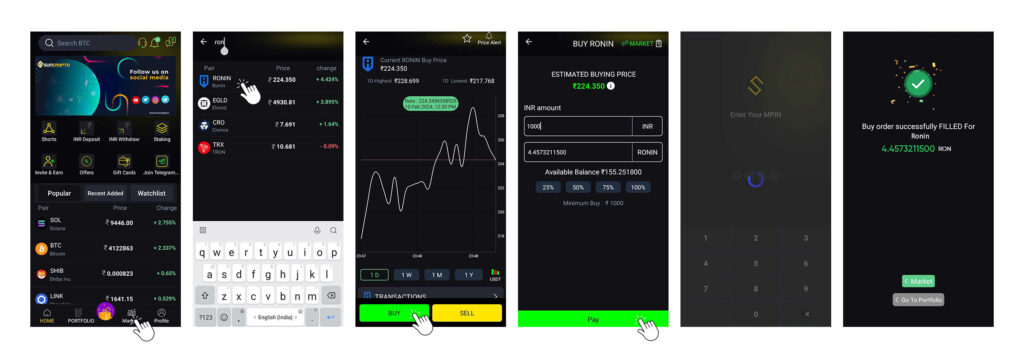 how to buy Ronin (RON) in India
