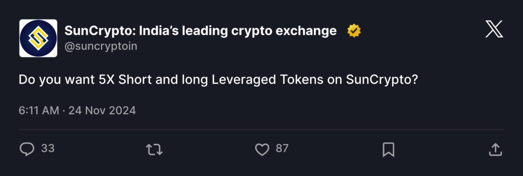 Leveraged Tokens on SunCrypto